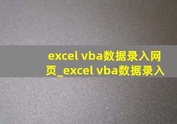 excel vba数据录入网页_excel vba数据录入